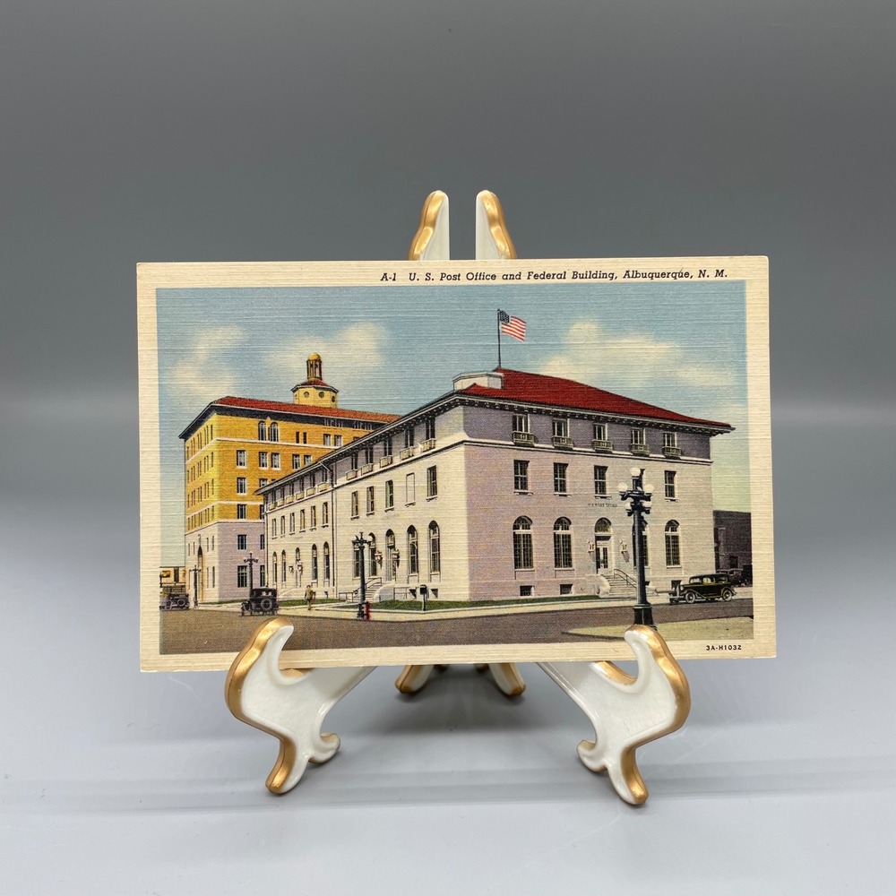 Vintage Albuquerque New Mexico Post Office Federal Building Linen Postcard A-1